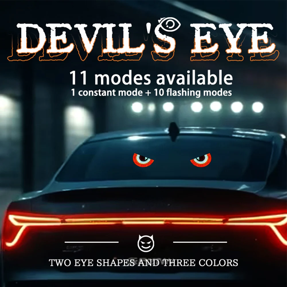 2pcs Car Eyes LED Light, Car LED Window Light ,USB  Demon Eye Decorative Light Kaziran Big Eyes, Personalized Decor Triangle Eye