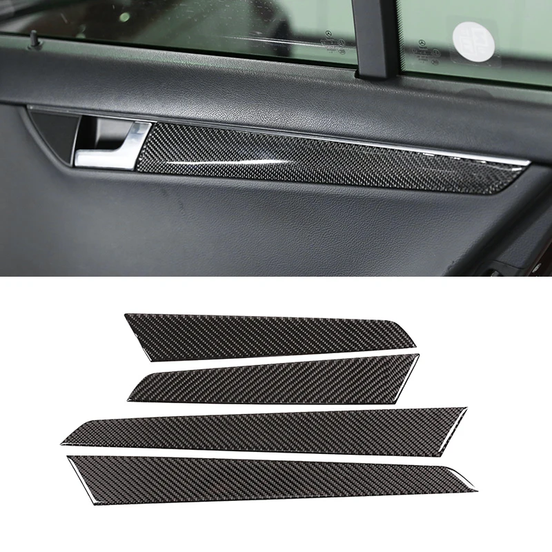 For Mercedes Benz C Class W204 2007 2008 2009 2010 2011 2012 2013 Car Carbon Fiber Interior Door Handle Panel Strips Cover Trim