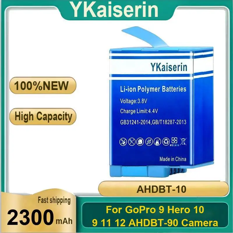 

For Gopro 9 Hero 10 11 12 Ahdbt-90 Camera 2300Mah Sports Battery Strong Compatibility Robust Ahdbt-10