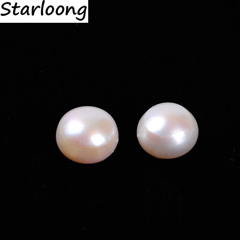 

1pair/Lot High Quality 9-9.5mm Round Rondelle Natural Freshwater Pearl Beads With One Hole Jewelry Making Diy For Earrings