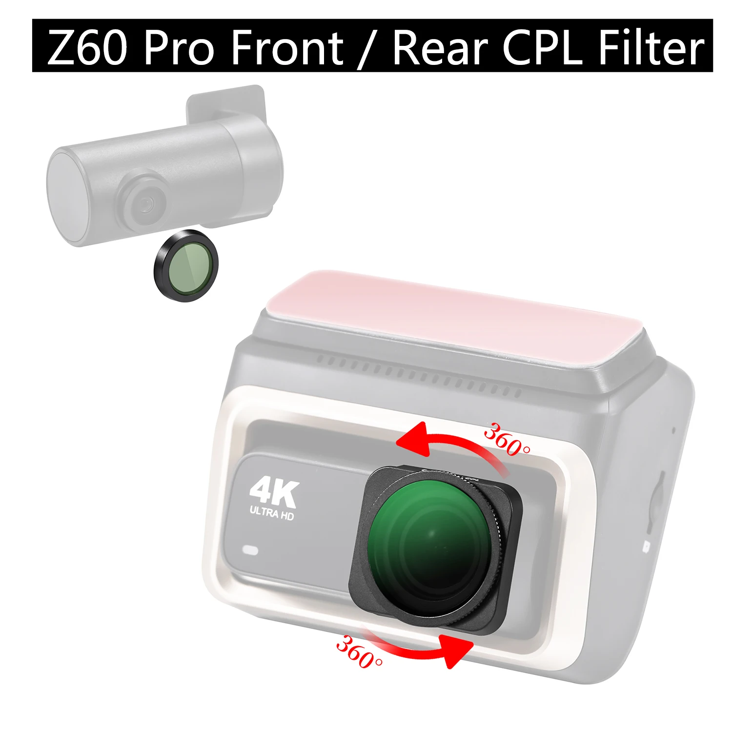 for ddpai Dash Cam 4K Z60 / Z60 Pro CPL Filter HD Lens Dust Protection Anti Glare for ddpai Rear camera CPL Filter