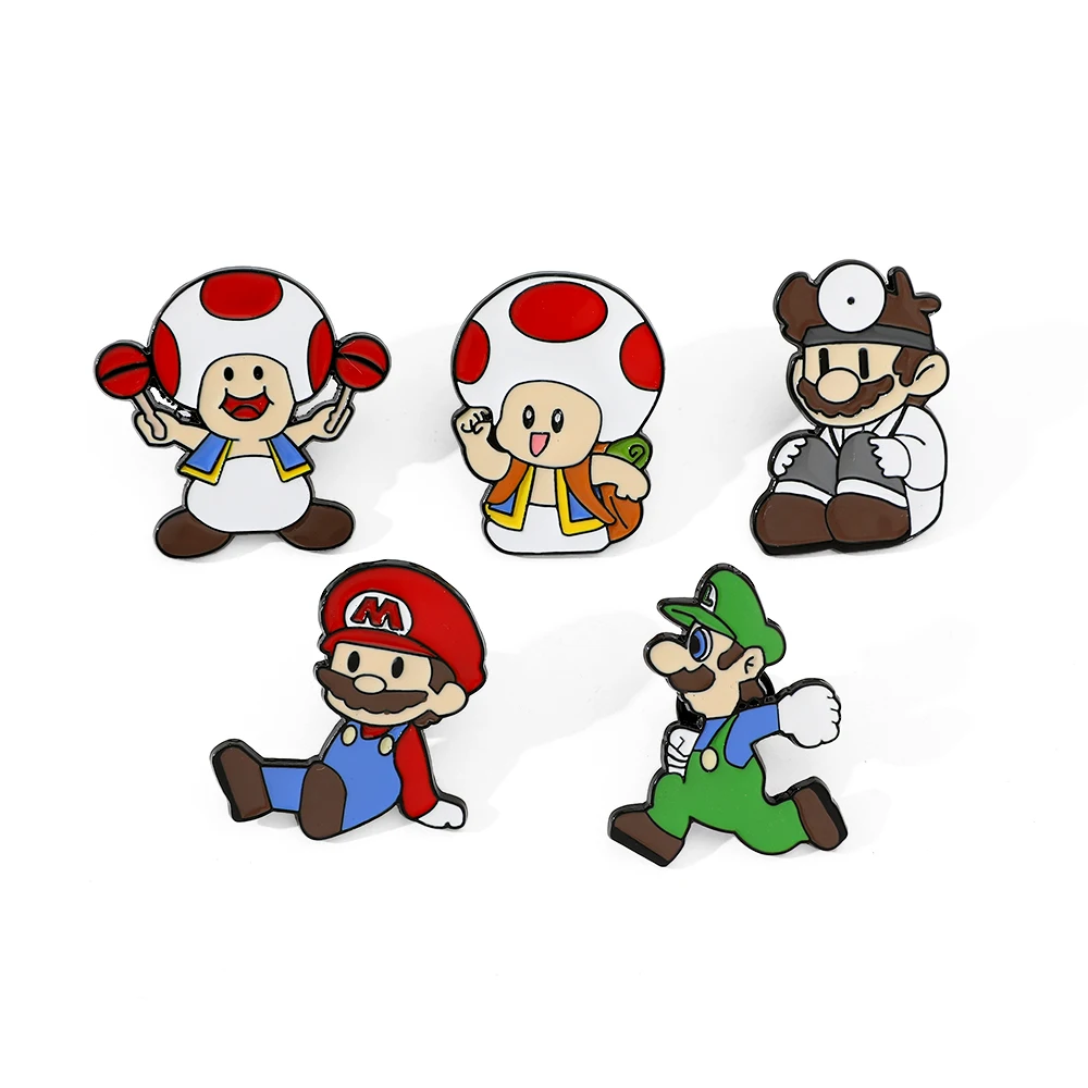 

5 шт., брошь для детских игр, милая эмалированная булавка Марио, металлический значок, ювелирные изделия, рюкзак, аксессуары для одежды, праздничный подарок