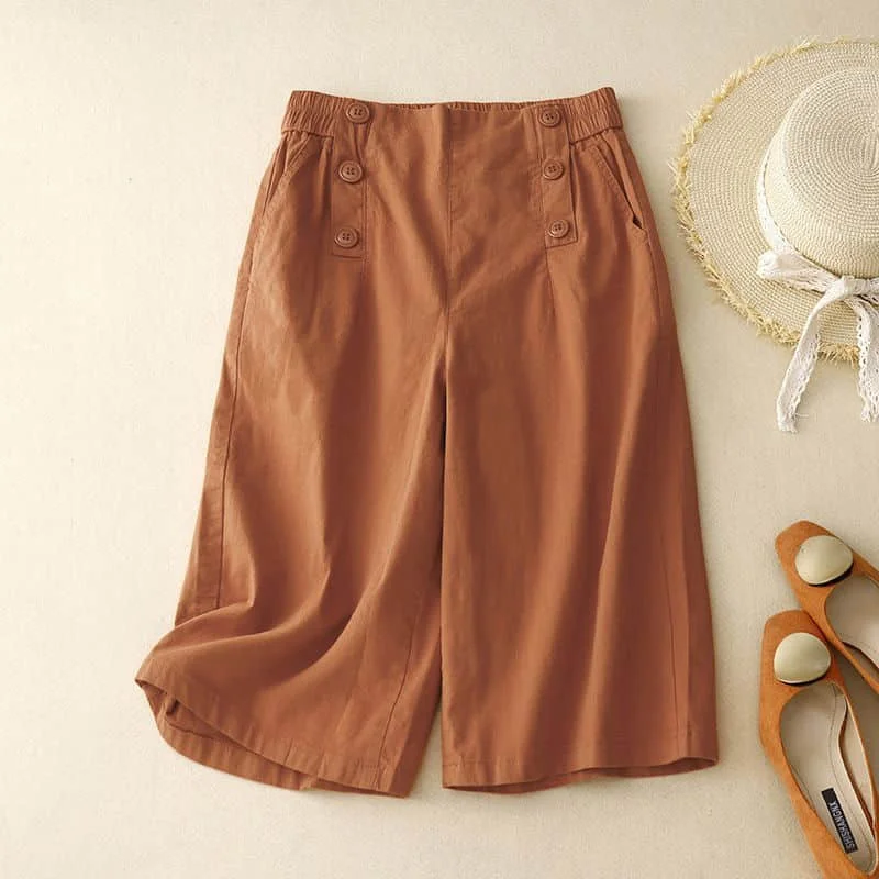 Solid Shorts Casual Elegant 2026 Summer Elastic Waist Five-point Straight-leg Pants Casual Cargo Shorts Loose Women Clothing