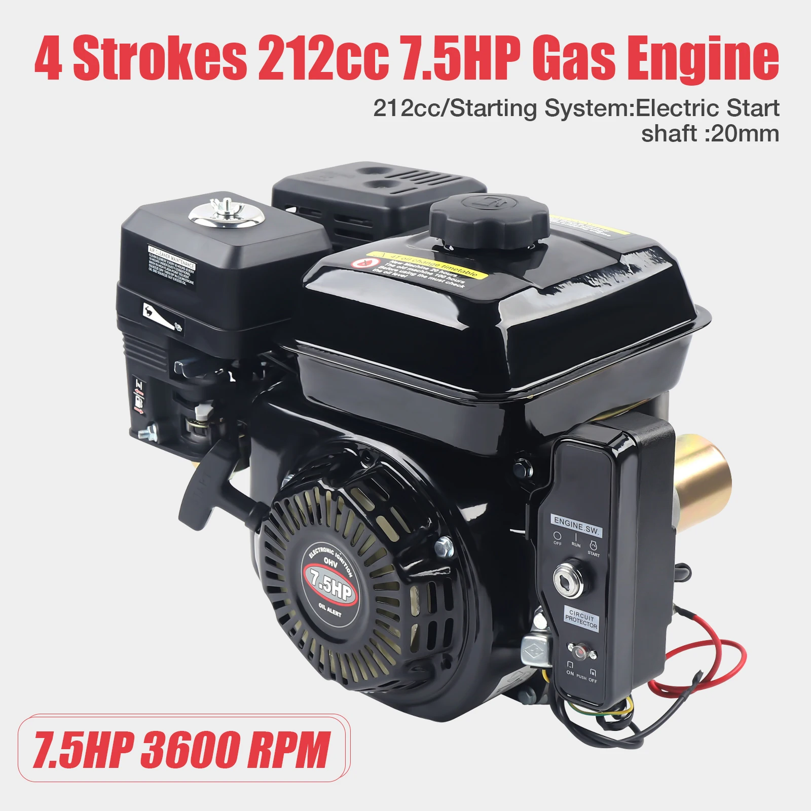 7.5HP 210CC 4-stroke Petrol Engine with Electric Start Engine Replacement Engine Single Cylinder