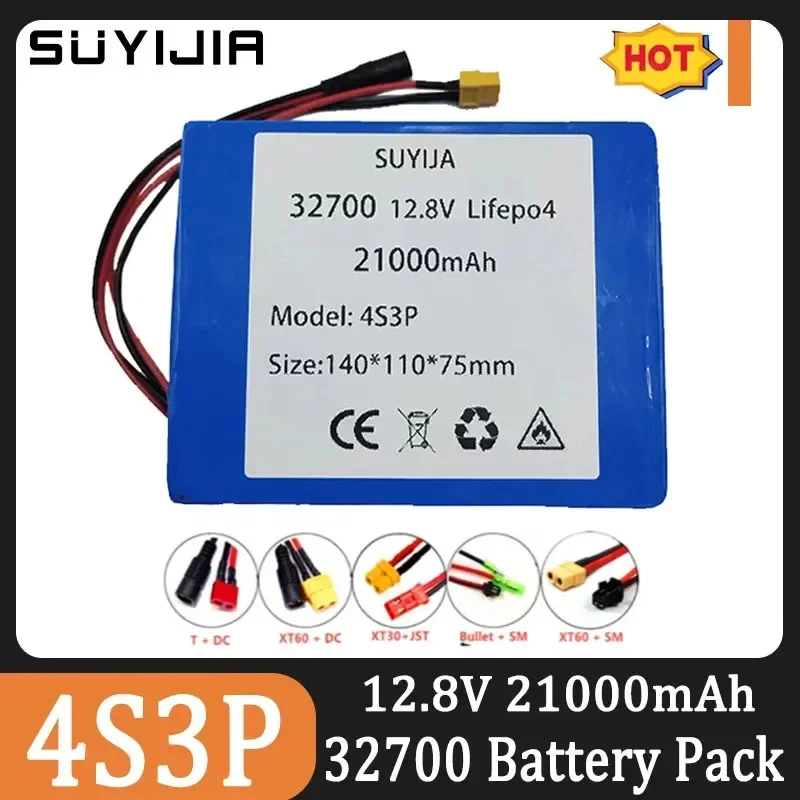 Long-Lasting Power for Your Devices: 21000mAh 32700 LiFePO4 Battery Pack (4S3P) with 40A BMS12V and 14.6V 2ASolar Charger