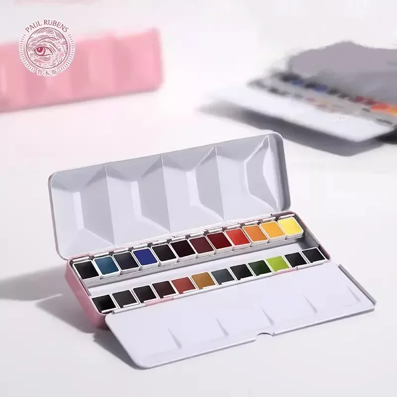 paul rubens artista conjunto de tintas aquarela solida profissional aquarela com paleta pintura de arte suprimentos 24 cores 01