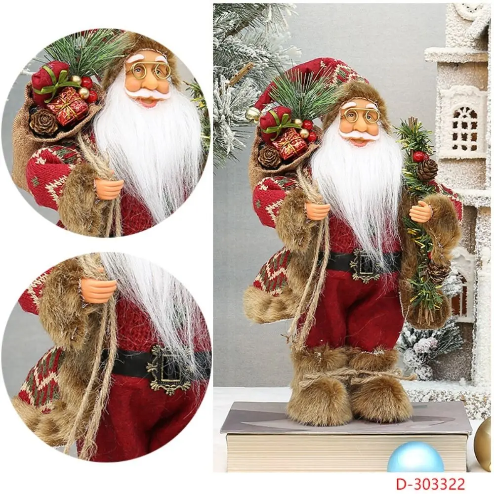 12 Inches Cute Santa Claus Decorations Standing Santa Claus Creative Xmas Tree Ornament Window Display Deco Festival Favors