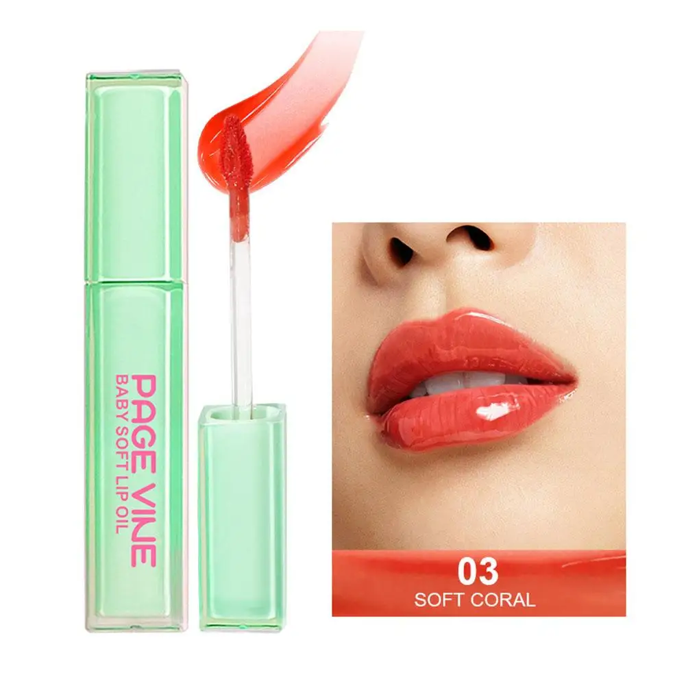 Page Vine Mint Green Square Tube Lip Glaze Toothed Easy Long 3ml Mouth Color Lasting To Mirror Lip Color Red Lipstick Q8i0