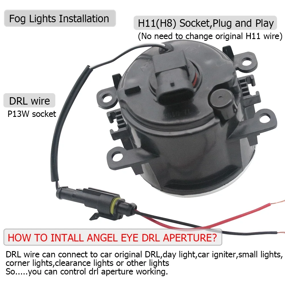 LED PTF Car Fog Lamp Assembly for Ford S MAX S-MAX CJ 2015 2016 2017 2018 2019 Angel Eyes DRL Aperture Daytime Running Lights