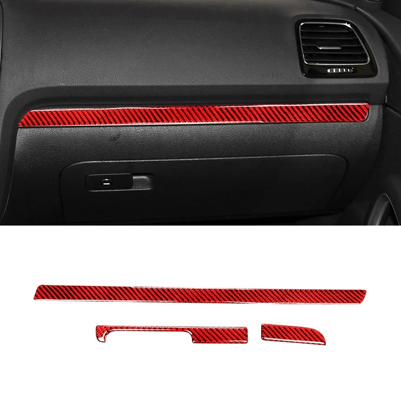 Carbon Fiber Instrument Panel Cover Trim for 2009 2010 2011 2012 2013 2014 2015 2016 (Red)