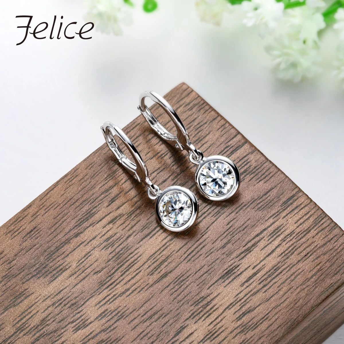 

Felice 1ct 6.5mm Moissanite Drop Earring 925 Sterling Silver With Cer D Color Lab Diamond Classic Dangle Drop Earring For Women