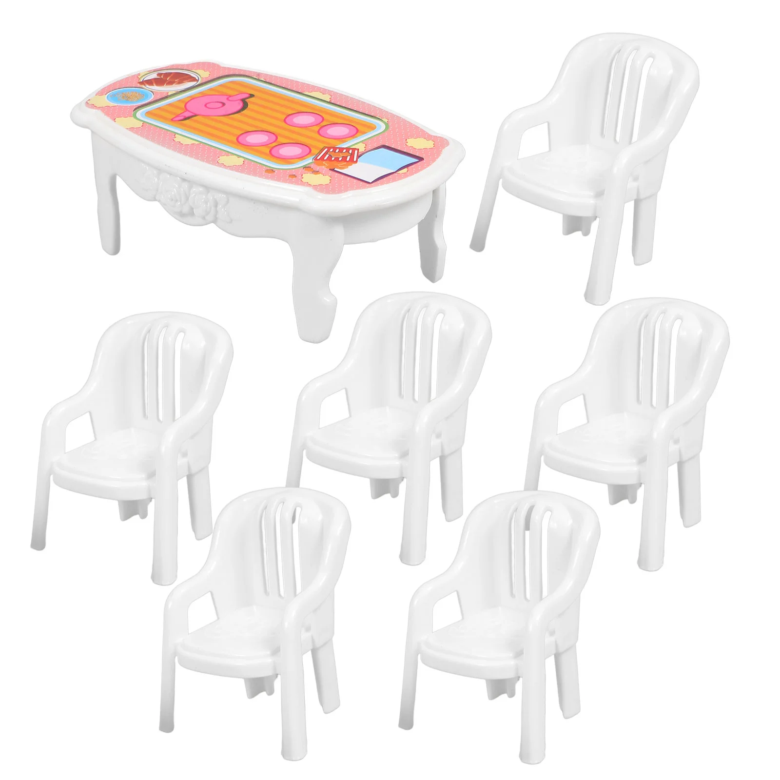 House Model Mini Toys Plastic Table Accessories 1100X620X400CM Chairs White Furniture