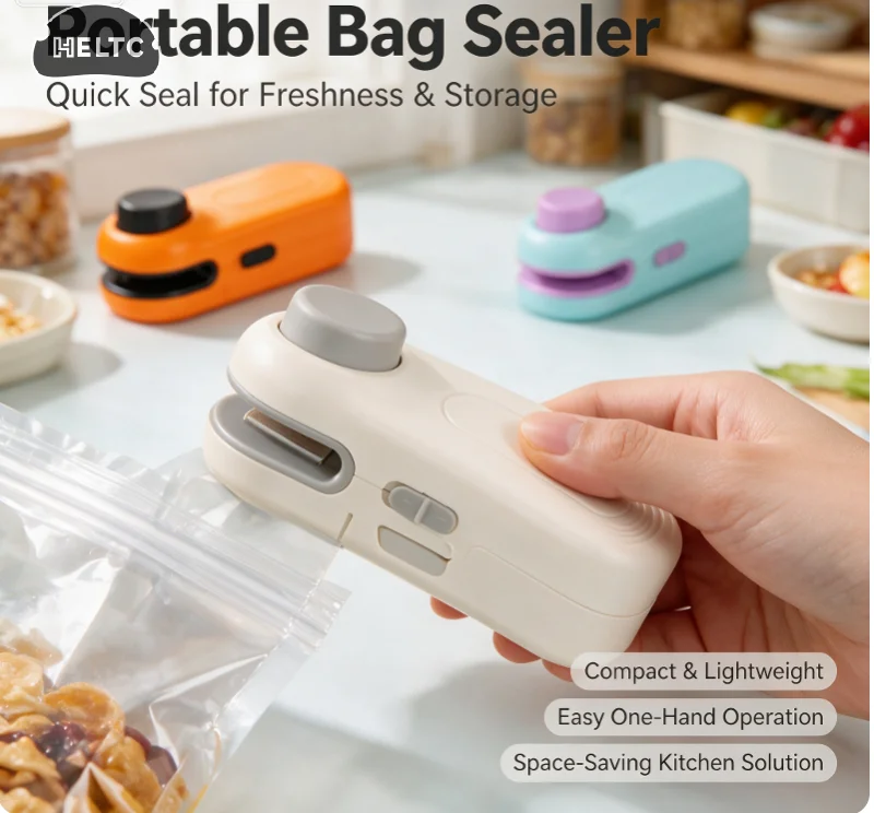 1pcs Mini Heat Bag Sealing Machine Package Sealer Bags Thermal Plastic Food Bag Closure Portable Sealer Kitchen Accessories