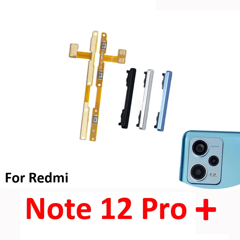 For Xiaomi Redmi Note 12 Pro+ Plus 5G Phone Volume Button Up Down Side Key Internal Power Control Flex Cable Repair Parts
