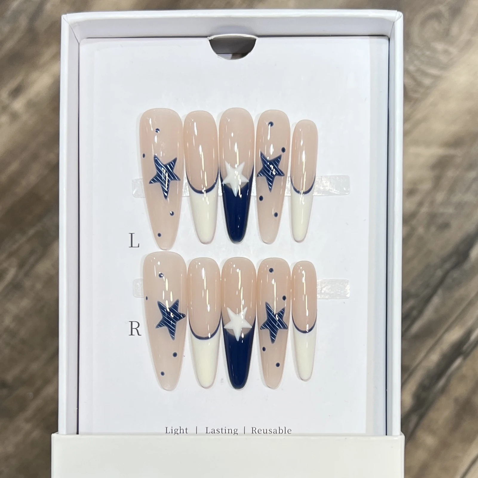 10 Stück handgefertigte Katzenaugen-Kunstnägel mit Stern-Designs zum Aufdrücken der Nägel, matte Glitzernägel für das tägliche Tragen auf Partys