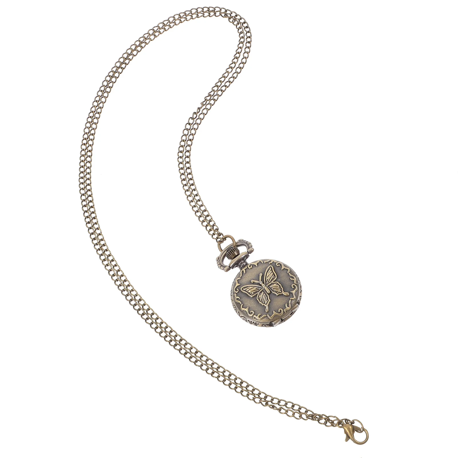 1 قطعة ساعة الجيب الرجعية خمر الفراشات نمط معلقة قلادة حركة الكوارتز قلادة المحمولة للجنسين التبعي