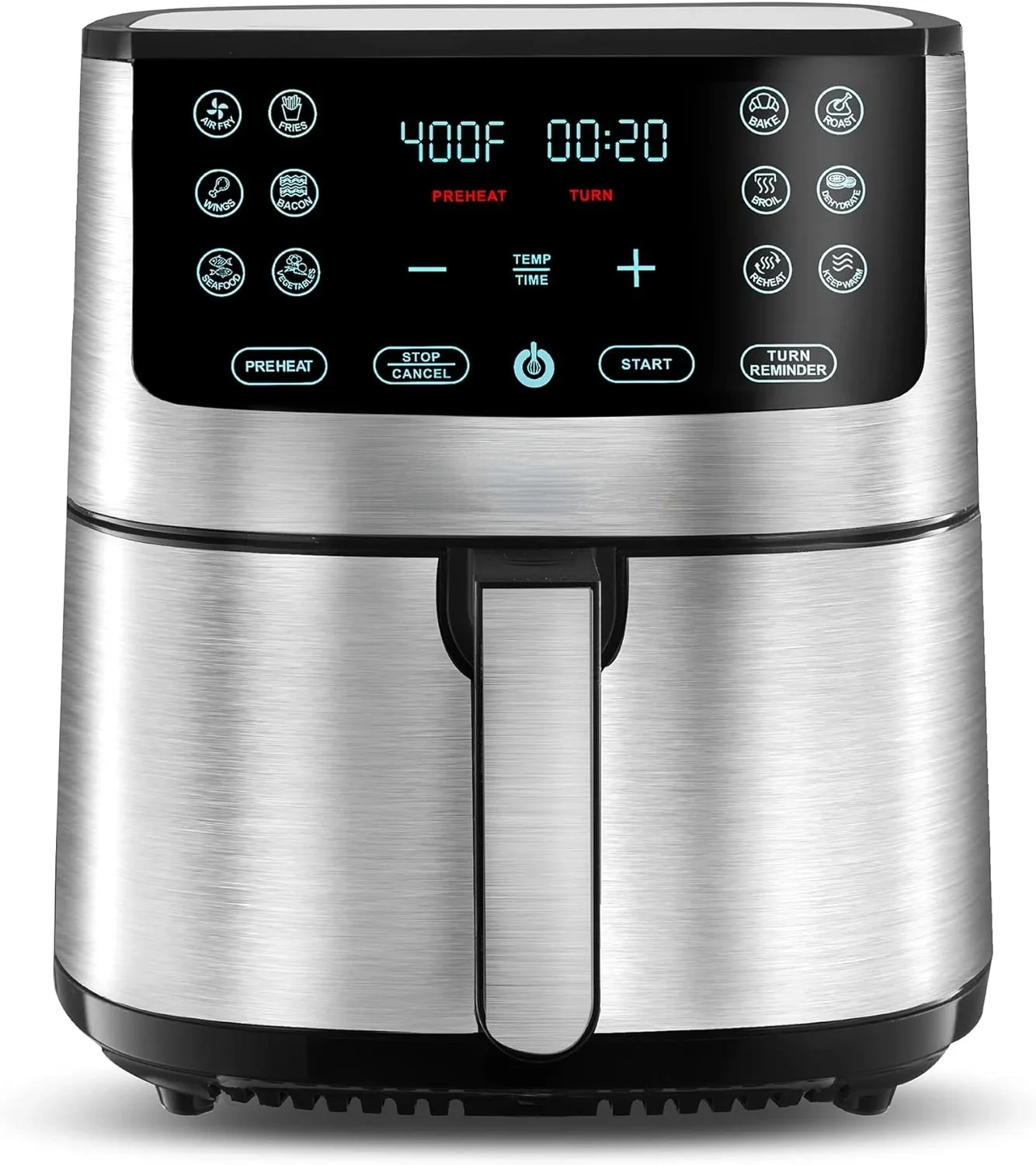 

Large 8 Quart Air Fryer Oven with Digital Display, XL Air Fryer Basket, 12 Touch Cooking Presets - Powerful 1700w Multifunctiona