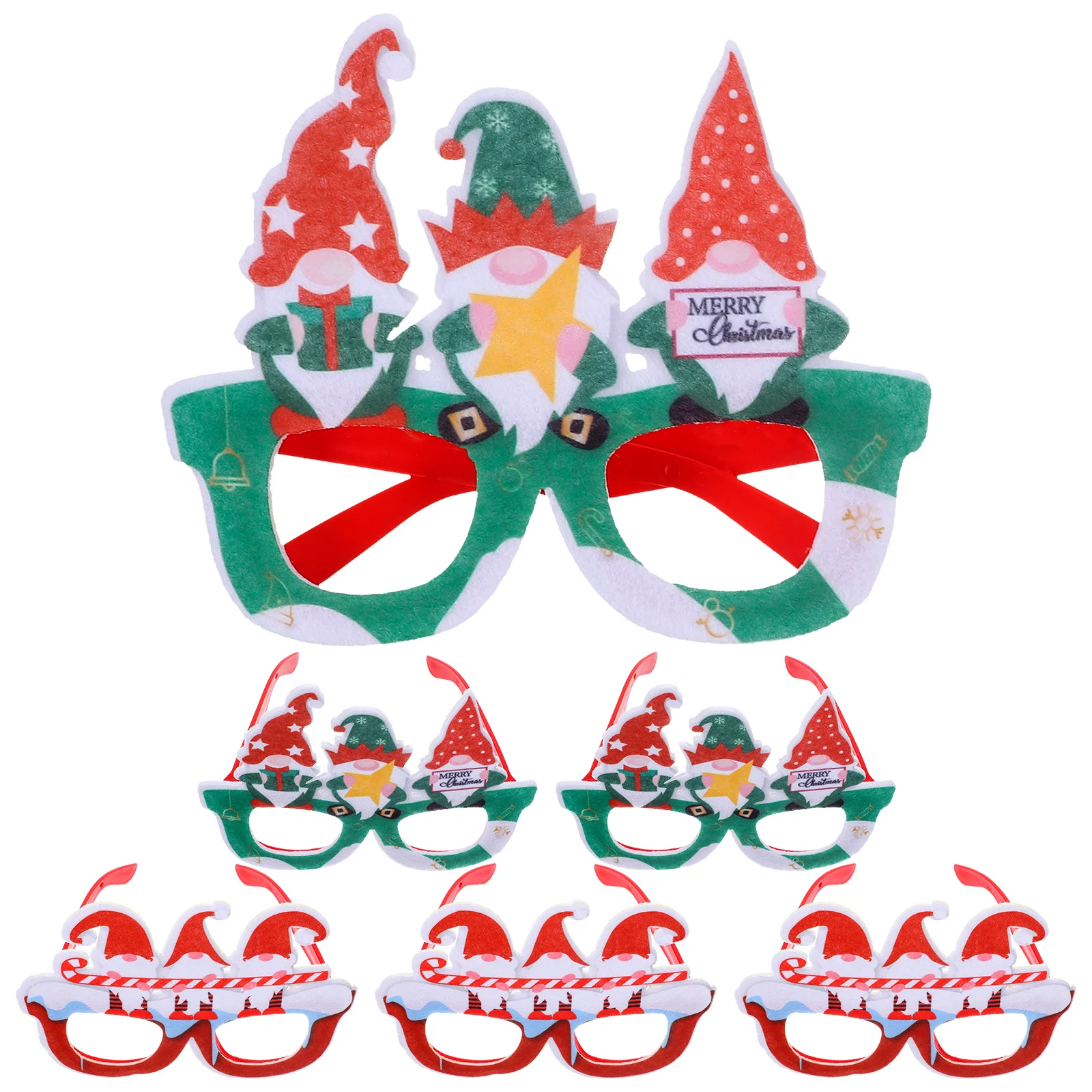 

6pcs Christmas Glasses Frames Xmas Eyeglasses Party Props Santa Claus Cartoon Decorations Holiday Photo Supplies