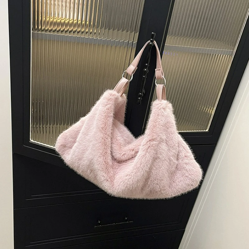 

Модные текстурированные повседневные сумки через плечо, женские стильные универсальные сумки для хранения на плечо, пушистая роскошная сумка для покупок с ручкой