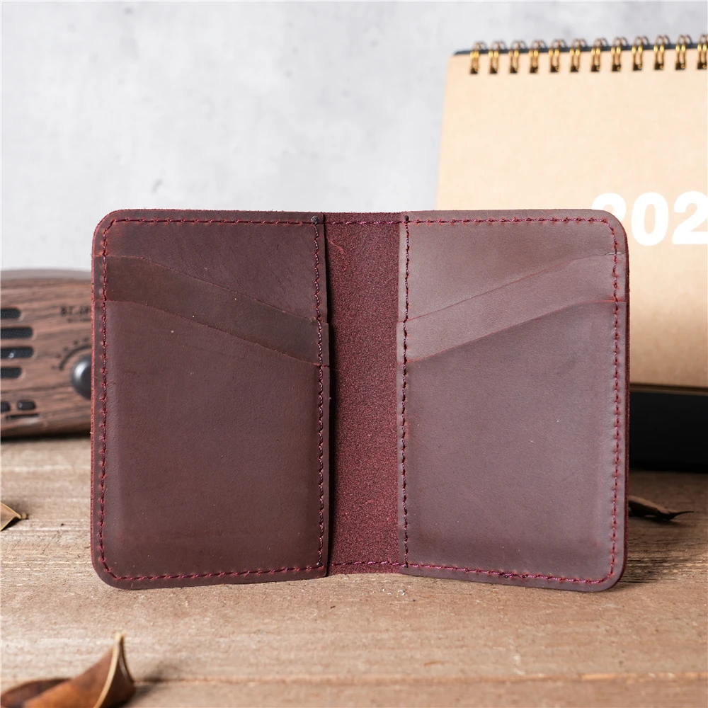 Genuine Leather Card Wallet for Men Credit ID Card Holder Women Money Clip Cash Slim Case Soft Purse 6 Card Slots NT004