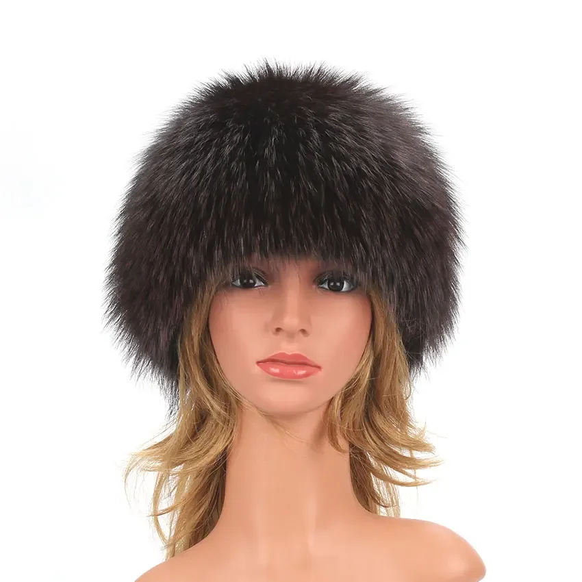 

Knitted Bonnets Women Fox Fur Hats Winter Brand Beanie Lady Winter Cap Warm Noble Real Fur Hats for Women Snow Hats Bucket Hat