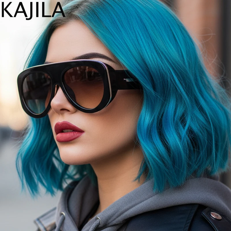 المتضخم البيضاوي الطيار درع النظارات الشمسية النساء كبيرة 2025 العلامة التجارية الفاخرة الرجعية Y2K الشرير مرآة نظارات شمسية للسيدات ظلال UV400