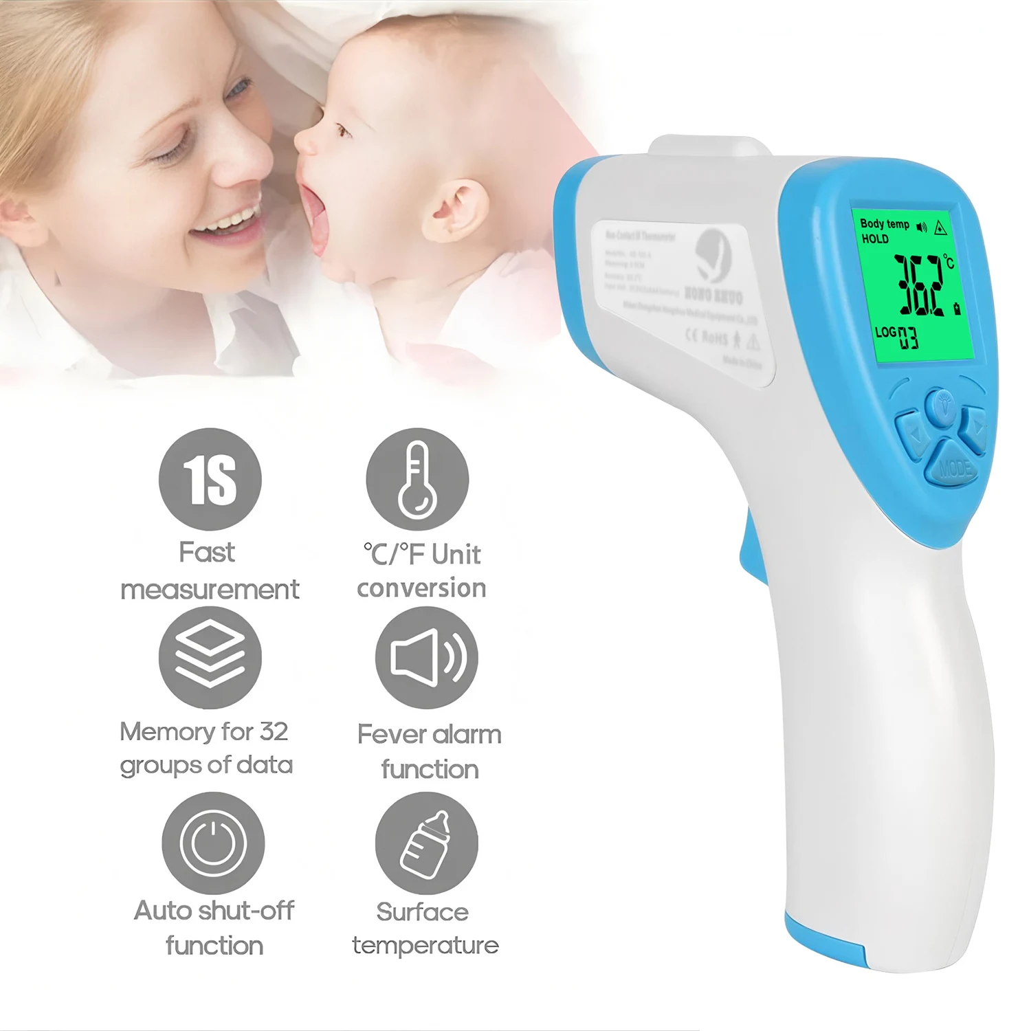 

Infrared Thermometer Medical Body Thermometer Digital Backlight Fever Measure Tool for Children Adult Thermograph