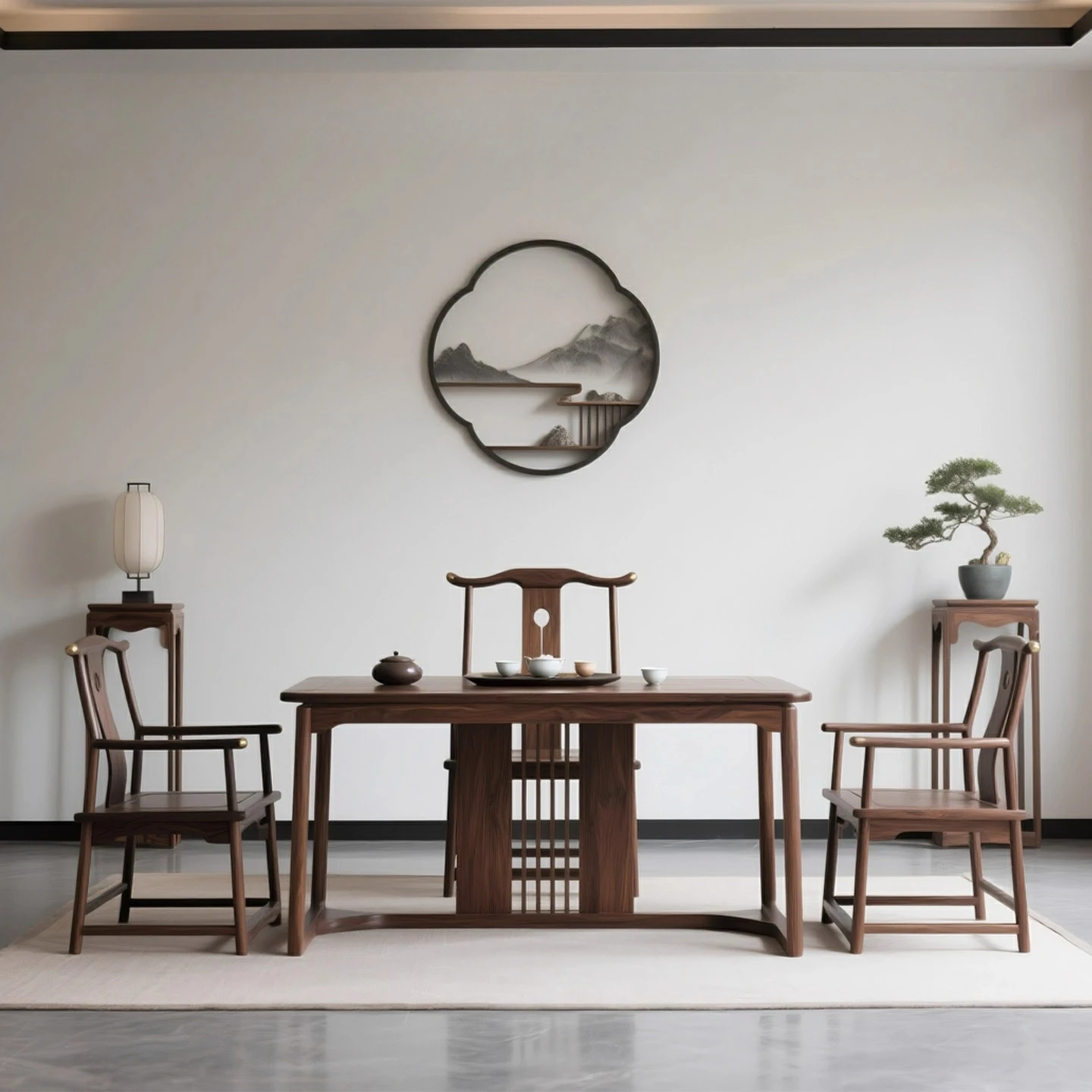 

New Chinese-style North American black walnut tea table and chair combination Song-style aesthetic solid wood tea table