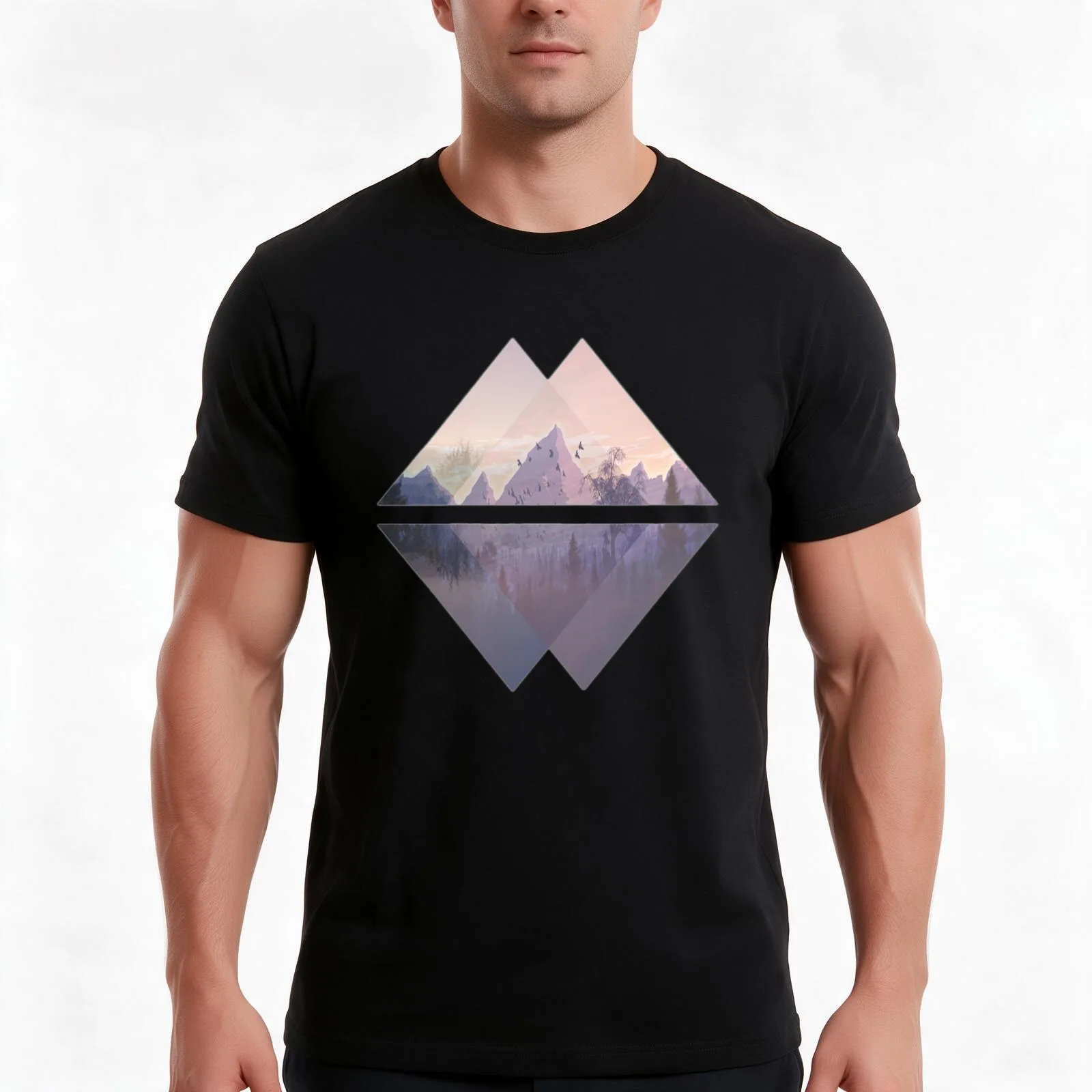Sacred Geometry Triangles - Nature T-Shirt, Summer Casual Cotton Tee, Oversized Streetwear Tops, Vintage Graphic Print