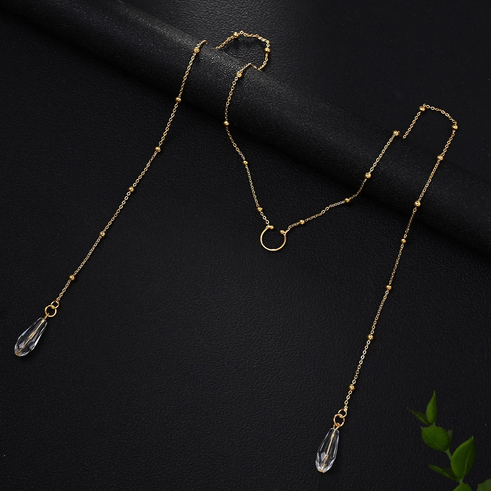 موضة كريستال قطرة الماء الوجه سلسلة الحجاب الرقص الشرقي اكسسوارات 2025 العرقية حفلة تنكرية الخرز المعدني قناع سلسلة حفلة للنساء #4