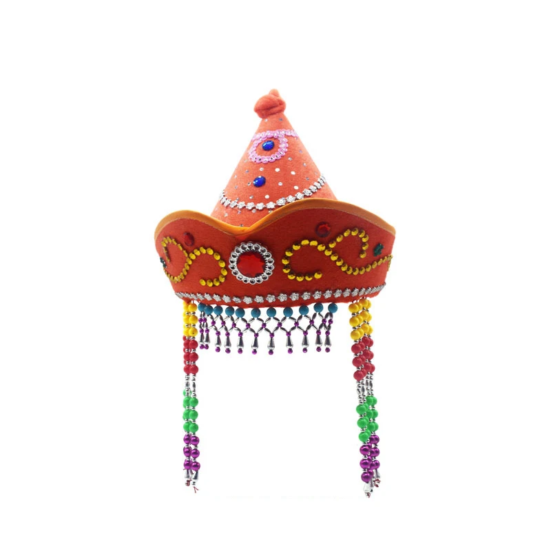 Mongolian Yurt Shaped Queen Princess Hat Headdress Women Mongolian National Minority Hat Festival Dance Headwear Costume