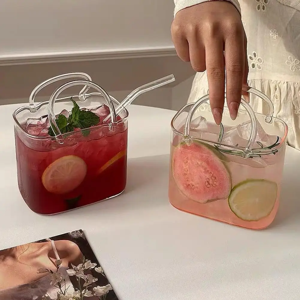 770ML Glass Handbag Internet Celebrity Summer Teacup Transparent Creative Funny High Value Slightly Drunk Juice Cocktail Cup