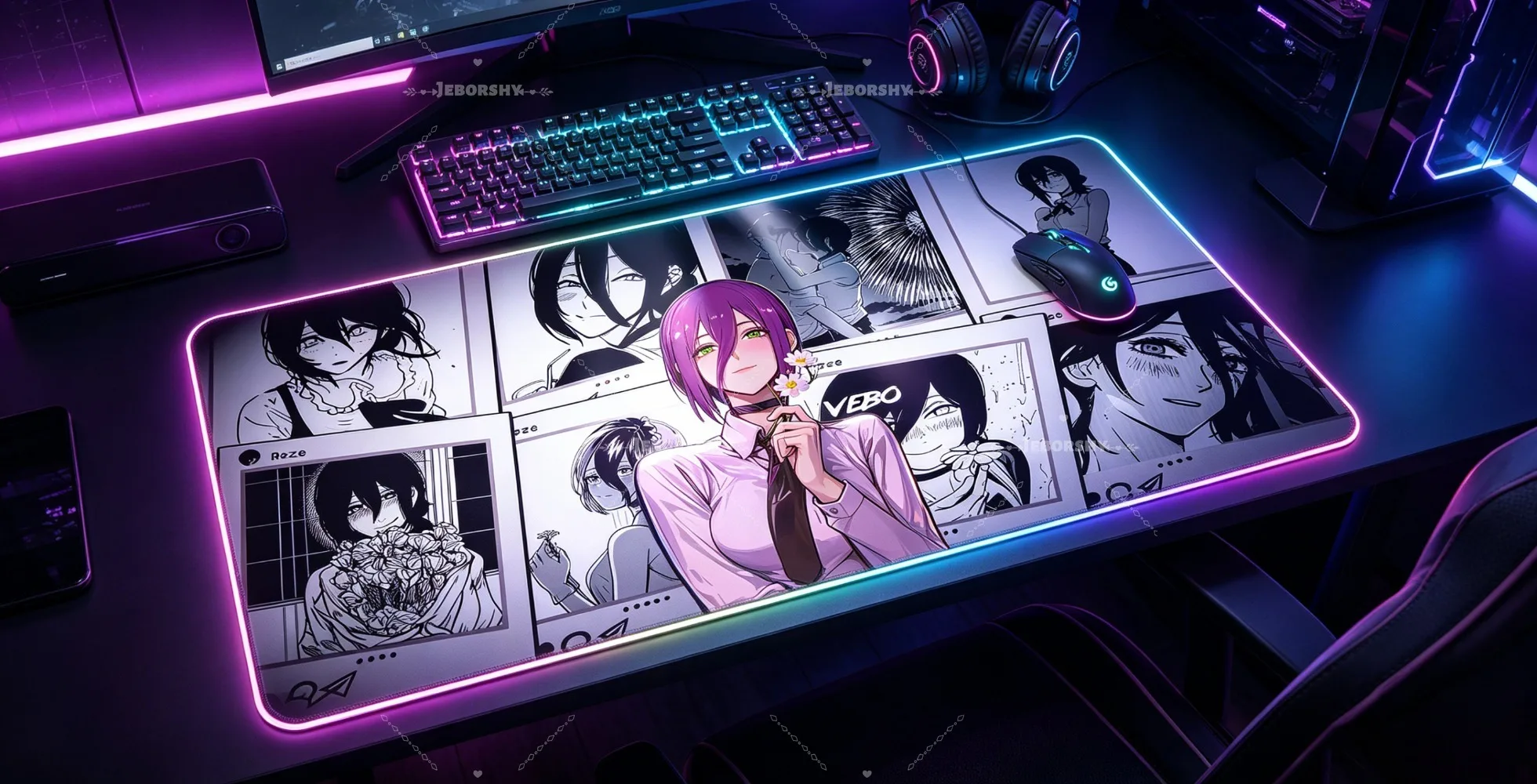 

Коврик для мыши RGB HD с принтом Kawaii Anime Girl Makima Reze, коврик для клавиатуры, коврик для мыши для ПК, коврик для мыши C-chainsawMan, игровой коврик для ноутбука