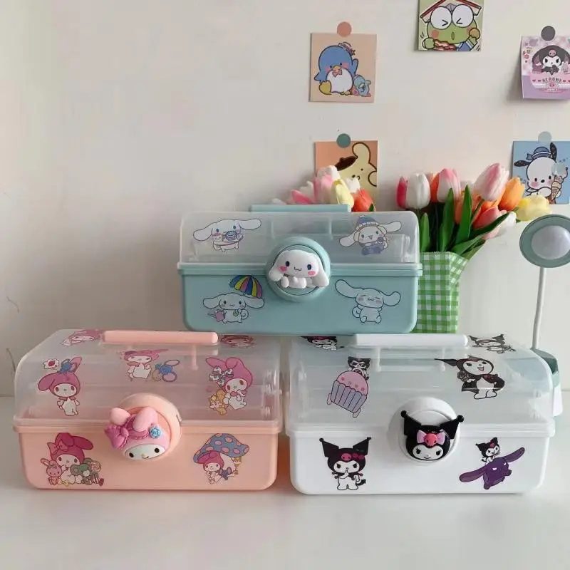 

Sanrio Storage Box Kuromi Mymelody Cinnamoroll Kawaii Large Capacity Multi-Function Storage Box Medical Box Cosmetic Box
