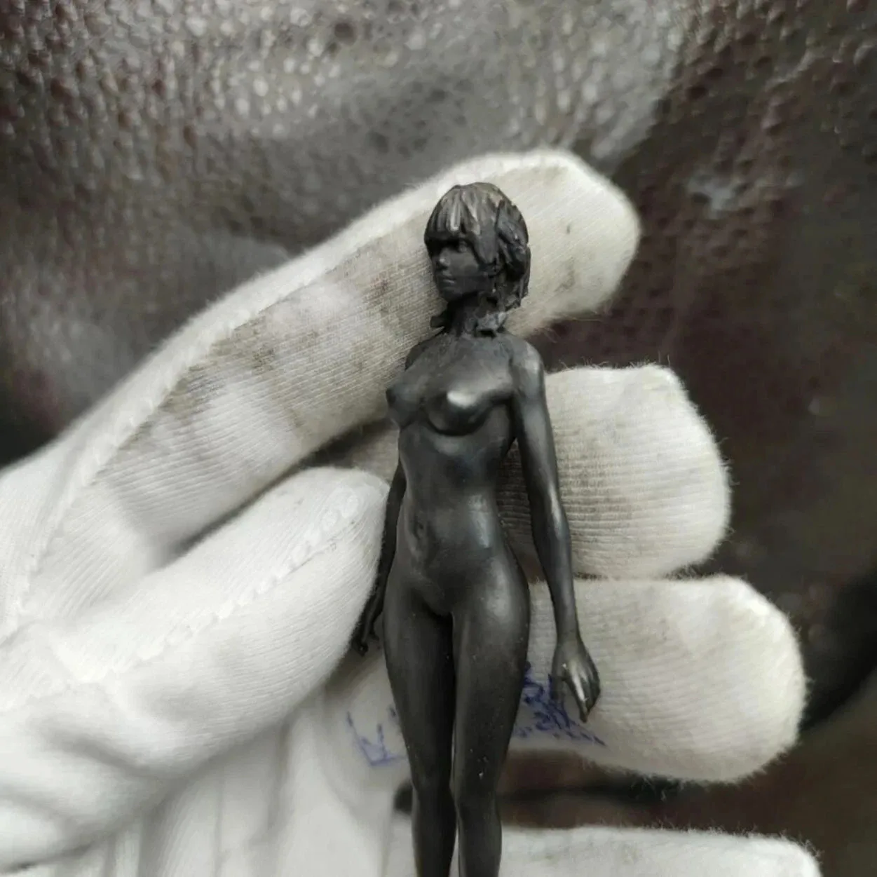 3.5 "الأسود النحاس الصينية الإناث عارية الجسم نموذج تمثال الفن الرجال هدية حلية #3