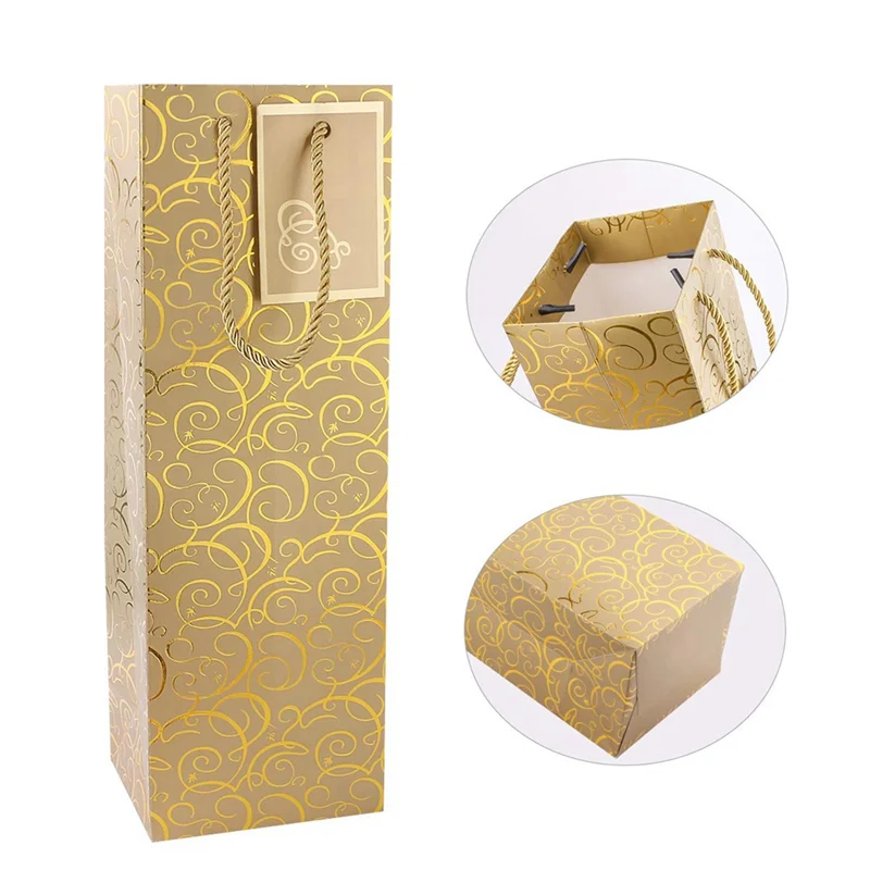 

A64K Wine Bags, Kraft Paper Wine Bag 40 Pcs Gift Wine Bags With Handles, Single Bottle Paper Wine Bag Bulk