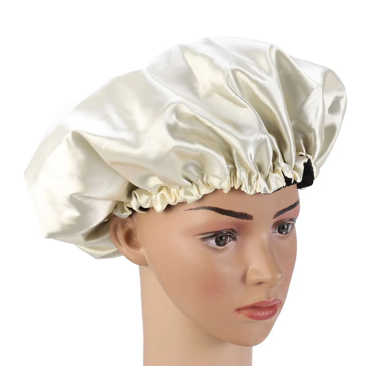 

Double Layer Yellow Sleeping Cap Silk Sleep Bonnet Drawstring Hair Protection Night Hat for Woman Sleeping Makeup Wash