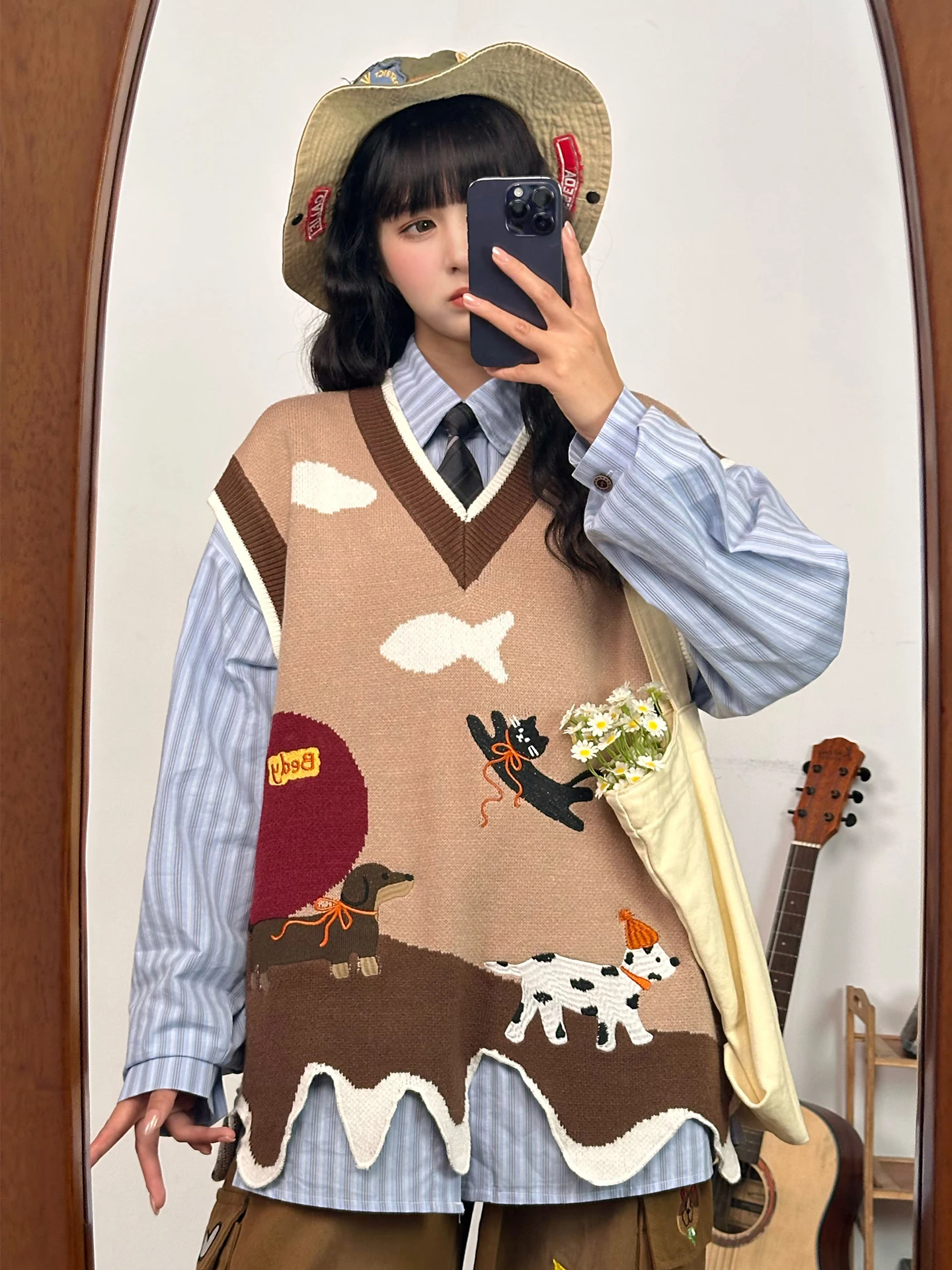 

Original Fun Irregular Knitted Sweater Women's Loose Overhead Svel Vest Trendy Outerwear Street Sle Autumn Winter