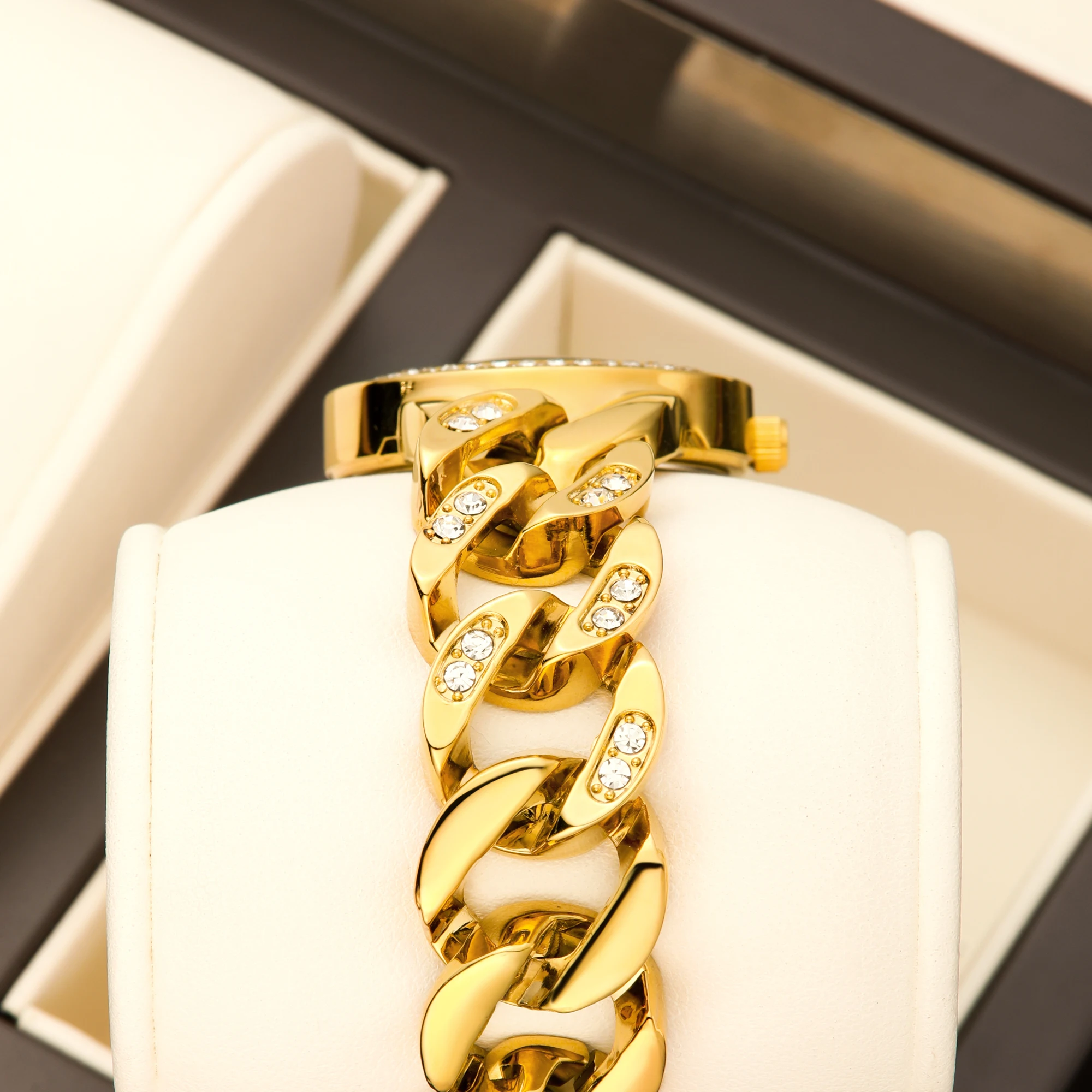 야라루시 골드 쿠반 체인 여성용 시계 풀 크리스탈 다이 - Luxury Watch Gift For Her 리뷰 및 가격