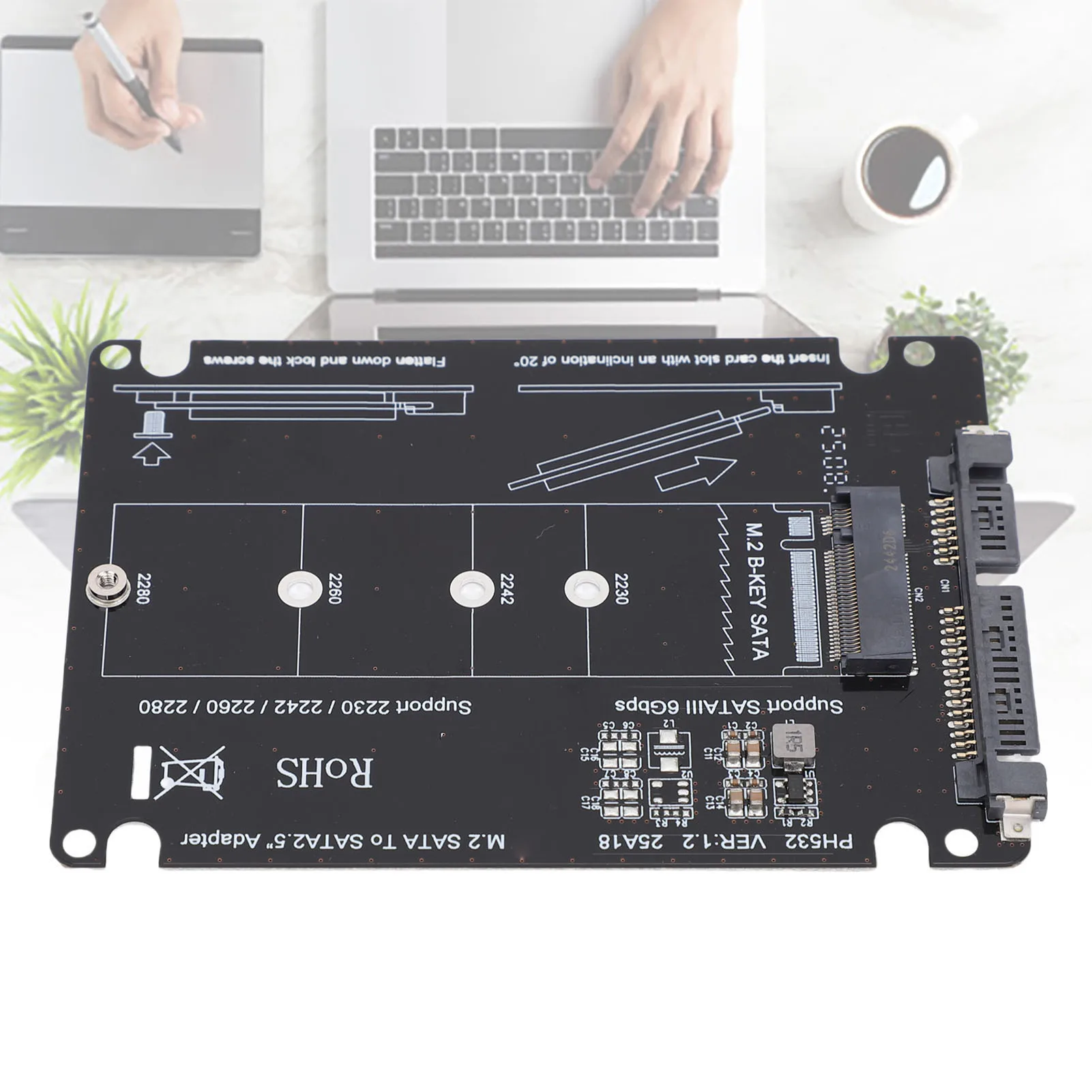

M.2 NGFF B Key MSATA SSD to 2.5in Serial ATA Adapter Enclosure Hard Disk Drive Converter Card for 2230 2242 2260 2280 SSD