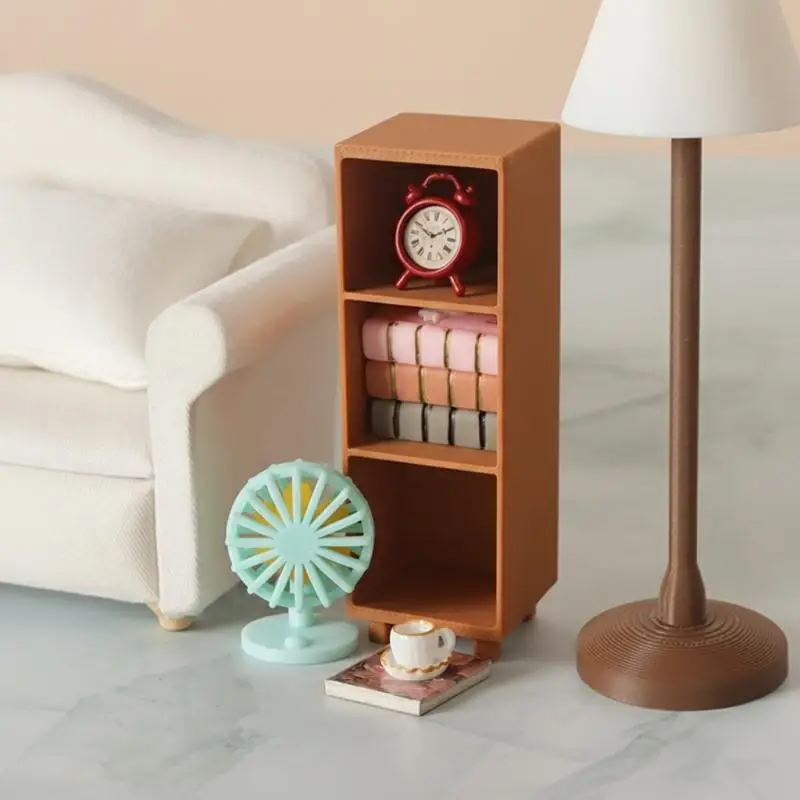Miniature Bookshelf Cabinet 112 Scale Storage Locker Dollhouse Furniture Ornament for Study Bedroom Tabletop