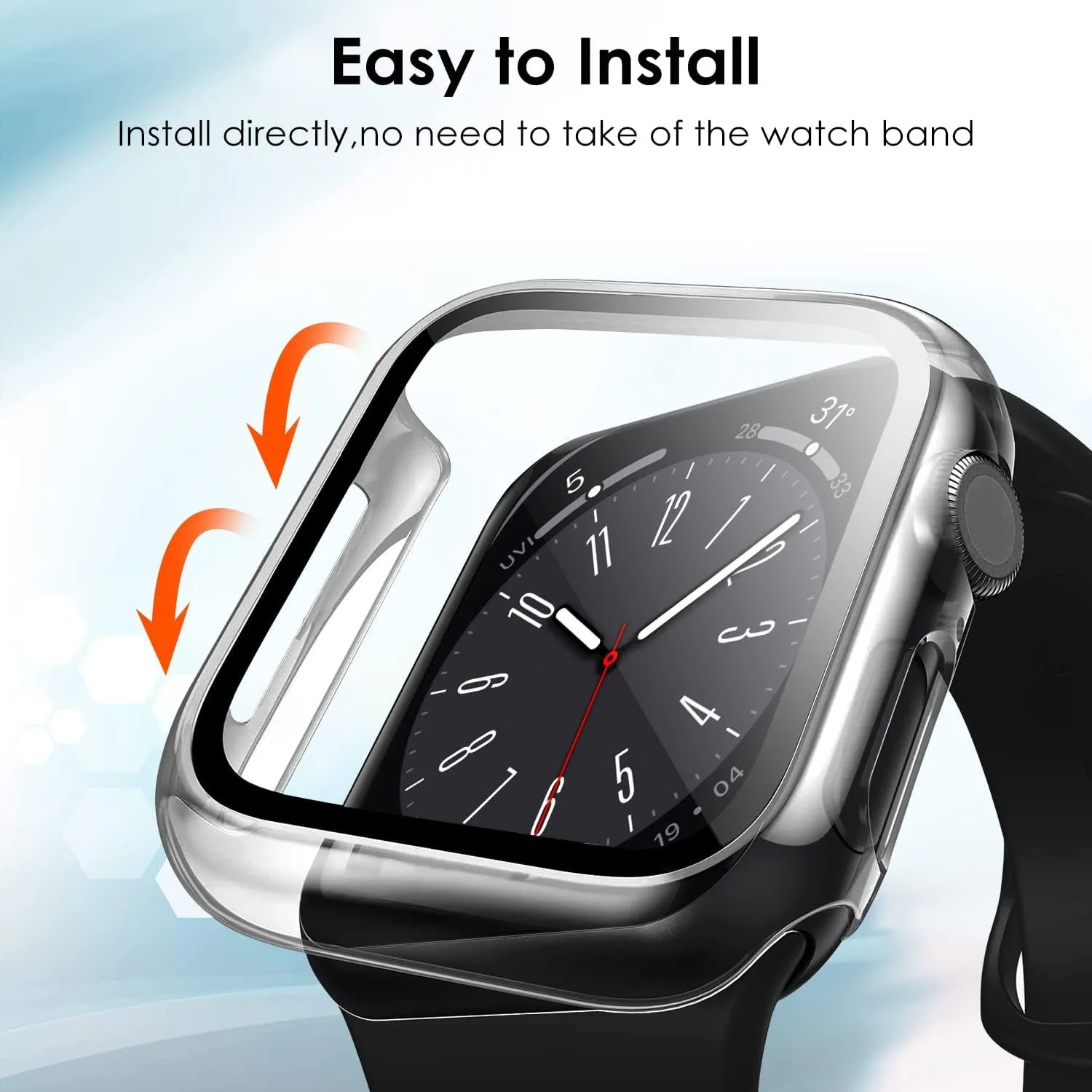 Tempered Glass+Cover For Apple Watch 9 8 7 45mm 41mm Screen Protector Case iWatch Series 6 5 SE2 44mm 40mm 42 38mm Ultra1 2 49MM