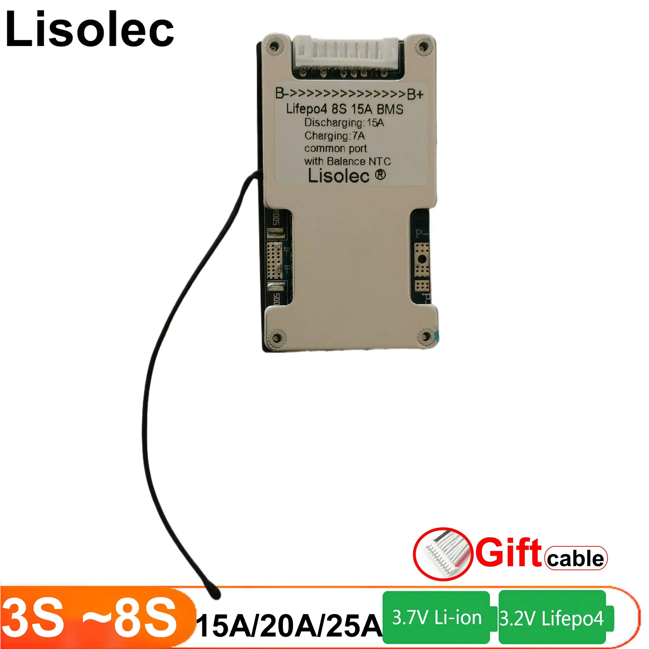 BMS de 12V y 24V con Balance de celdas NTC Li-ion 3S 4S 6S 7S Lifepo4 6S 4S 8S 18650 32650, placa de protección de descarga de carga de batería PCB