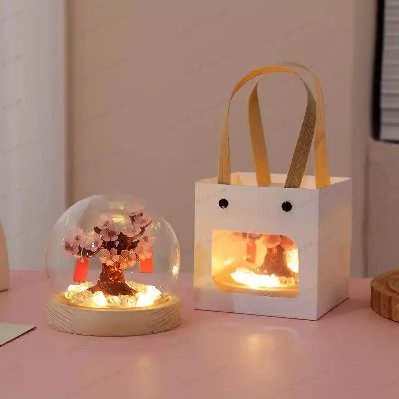 DIY Cherry Blossom Tree Desk Lamp - Ambient Lighting Fixture with Warm White Glow, Zen Bedroom Decor, Unique Gift for Women