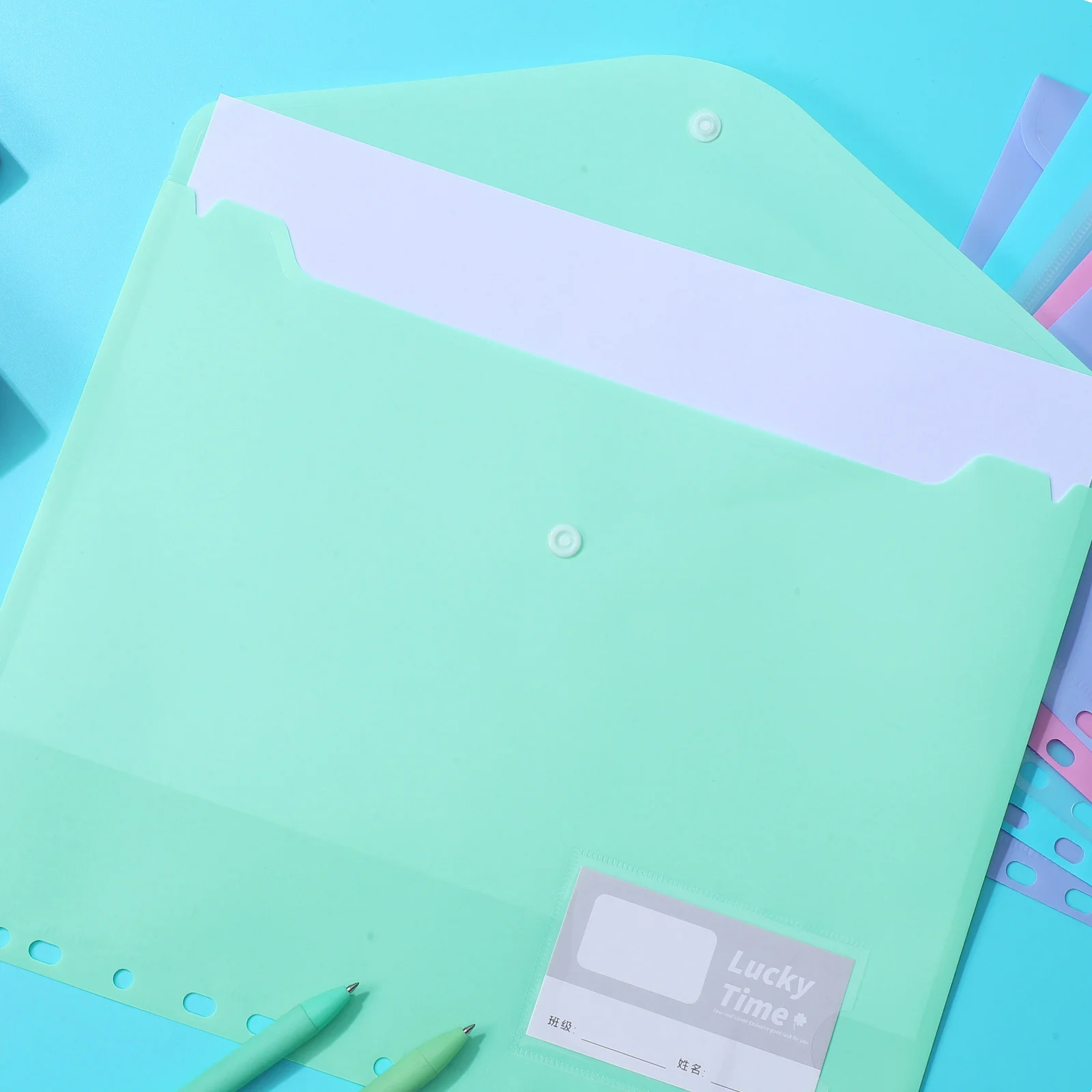 

10Pcs Document Envelope Plastic File Folder Organizer A4 Size Portable Handle Design for Papers Notepads Stationery Pouches