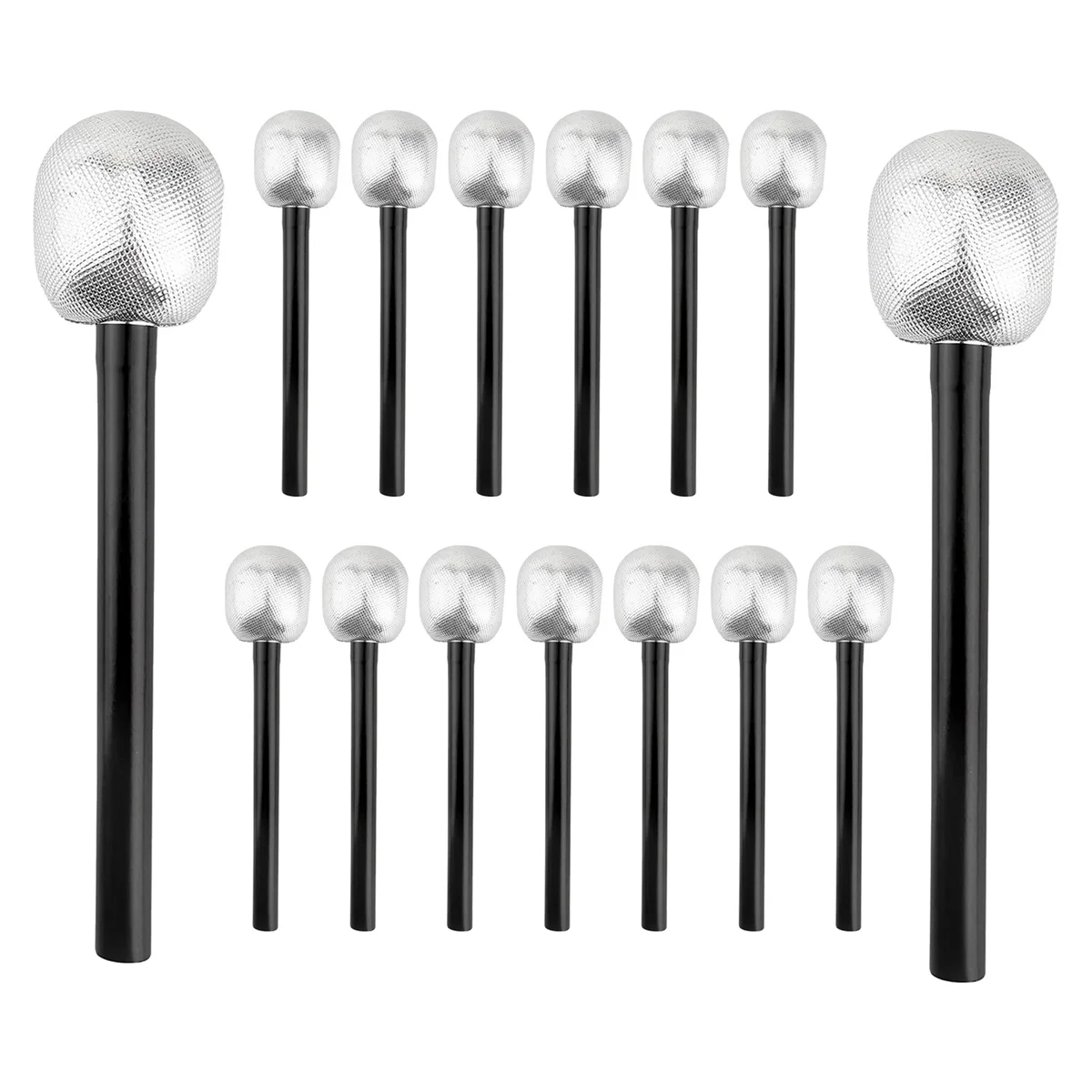 15 Pack Toy Microphone Stage Mic Silver Glitter Microphone for Cosplay Stage Play Rock Star Prop Karaoke Theme