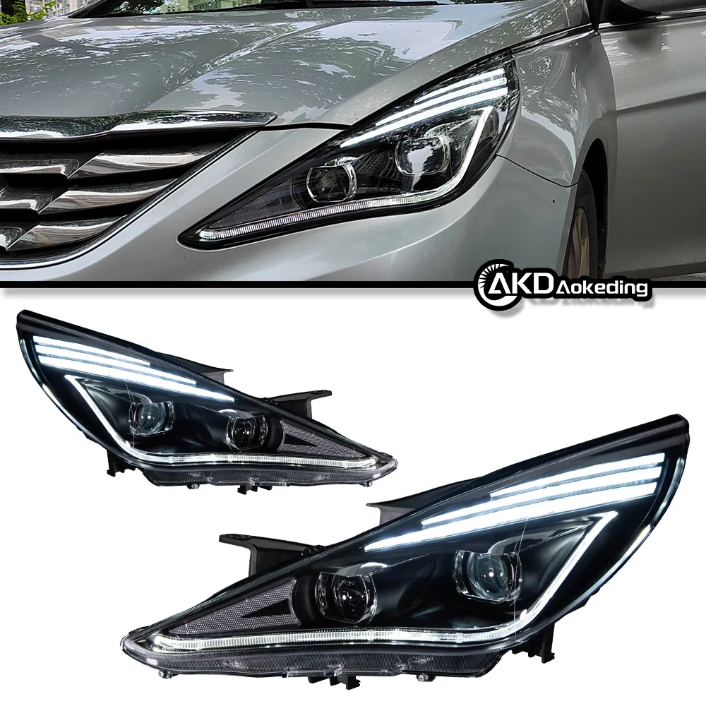 Car Lights for Sonata 8 2010-2015 LED Auto Headlight Assembly Upgrade Bifocal Lens Xenon Dynamic Signal Lamp Tool Accessories