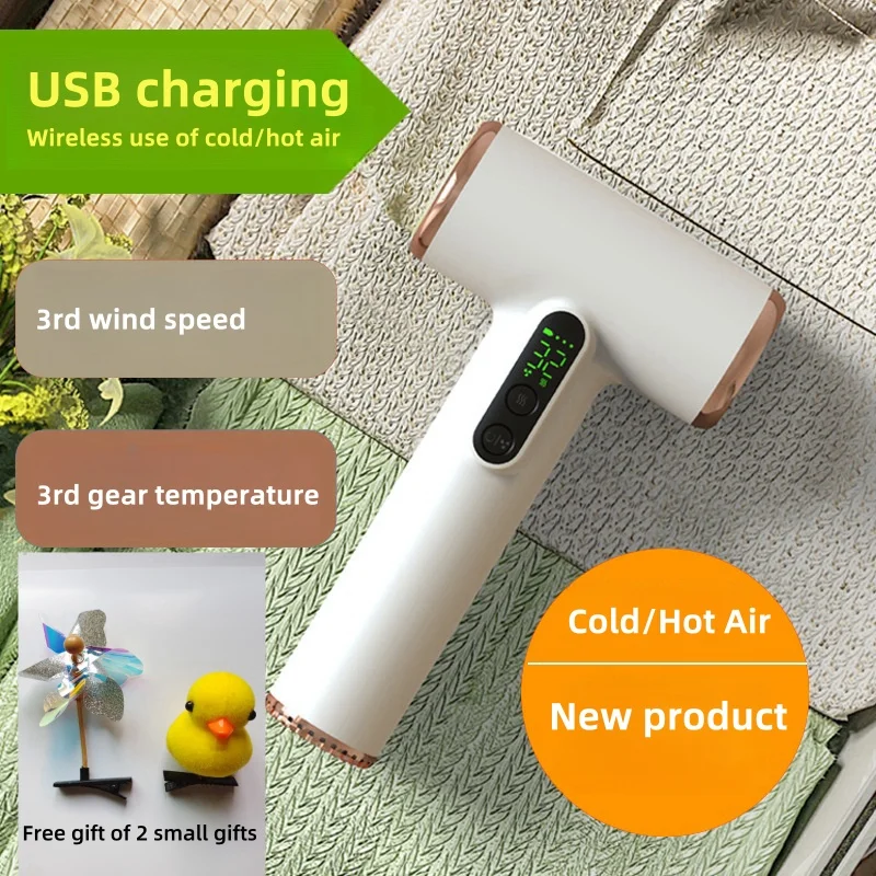 USB 충전 무선 헤어 드라이어, 어린이, 기숙사, 여행용, 고풍력, 냉풍, 열풍 사용 가능 