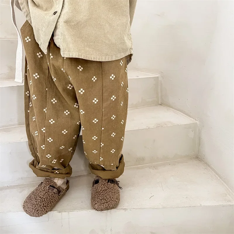 Children's Pant Autumn New Washed Cotton Girl's Harem Pants Fashion Trousers 1-7Year Boy's Casual Pants Trousers
