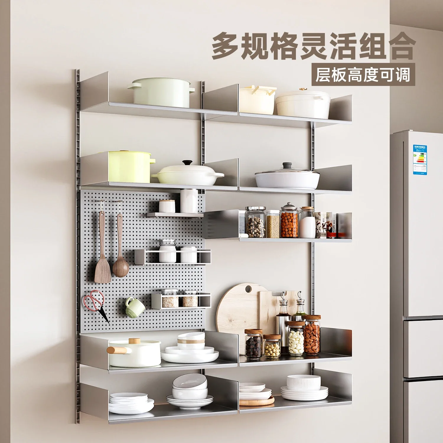 

Medieval small apartment shelf study multi-functional bookshelf living room multi-layer display shelf dining room wall